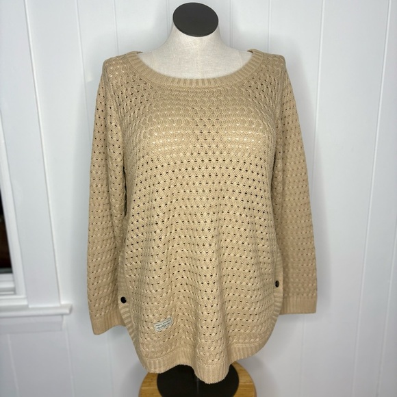 Simply Southern Sweaters - NWT Simply Southern Snap Sweater Beige Fall Spring Knit Women’s Size Large
